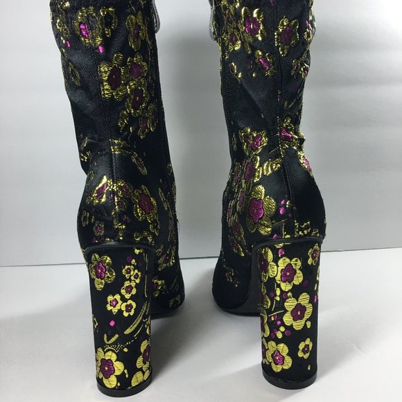Cape Robbin Women's Floral Fabric Sock Bootie 7 - Picture 6 of 11